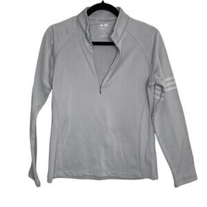 Adidas Golf Gray Climalite 3 Stripes Pullover 1/4 Zip Small